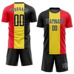 Custom Belgian Flag Soccer Jersey - Gold Black Red-White Sublimation Uniform Custom Gold Black Red-White Sublimation Belgian - Image 2