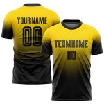 Custom Gold Black Soccer Jersey Fade Design - Fashion Uniform Style 8974 Custom Gold Black Sublimation Fade Fashion Soccer
