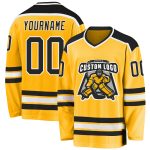 Custom Black and White Gold Hockey Jersey - Personalized Sports Apparel for Fans Custom Gold Black-White Hockey Jersey