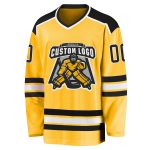Custom Black and White Gold Hockey Jersey - Personalized Sports Apparel for Fans Custom Gold Black-White Hockey Jersey - Image 2