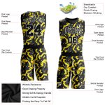 Custom Gold Black White Basketball Jersey Round Neck Sublimation Suit Custom Gold Black-White Round Neck Sublimation Basketball - Image 2
