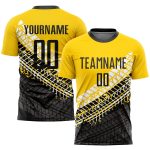 Custom Soccer Uniform Jersey Gold Black White Sublimation Style 4591 Custom Gold Black-White Sublimation Soccer Uniform Jersey