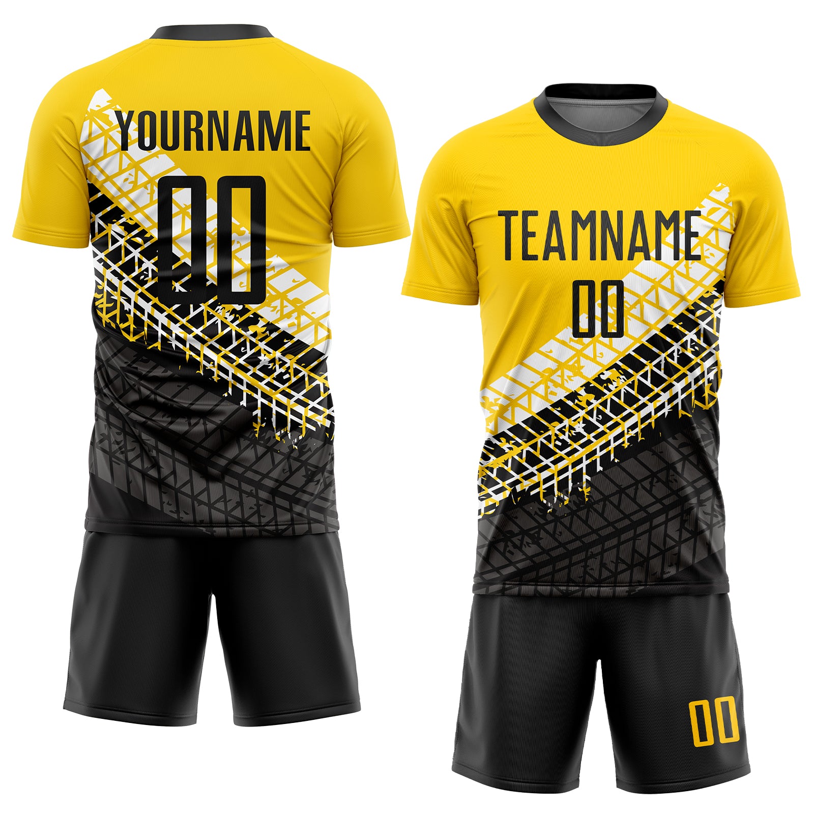 Custom Gold Black-White Sublimation Soccer Uniform Jersey Style 4591 Custom Soccer Uniform Jersey Gold Black White Sublimation Style 4591 Custom Gold Black-White Sublimation Soccer Uniform Jersey - Image 2