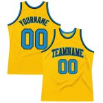 Custom Gold Blue-Black Basketball Jersey - Authentic Throwback Design Custom Gold Blue-Black Authentic Throwback Basketball