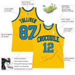 Custom Gold Blue-Black Basketball Jersey - Authentic Throwback Design Custom Gold Blue-Black Authentic Throwback Basketball - Image 2