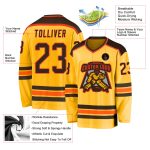 Custom Gold Brown Orange Hockey Jersey for Team or Personal Use Custom Gold Brown-Orange Hockey Jersey - Image 3