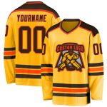 Custom Gold Brown Orange Hockey Jersey for Team or Personal Use Custom Gold Brown-Orange Hockey Jersey
