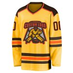 Custom Gold Brown Orange Hockey Jersey for Team or Personal Use Custom Gold Brown-Orange Hockey Jersey - Image 2