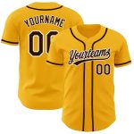 Custom Authentic Baseball Jersey - Gold Brown White Style 7135 Custom Gold Brown-White Authentic Baseball Jersey Style 7135