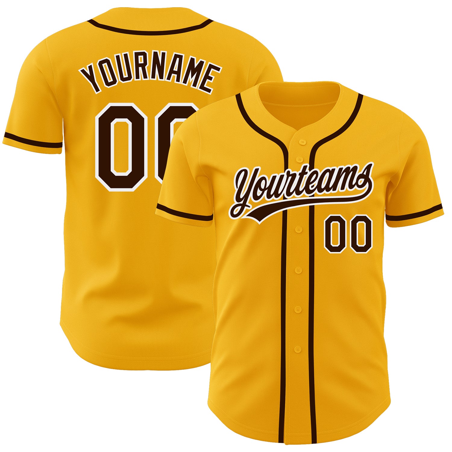 Custom Authentic Baseball Jersey - Gold Brown White Style 7135 Custom Gold Brown-White Authentic Baseball Jersey Style 7135