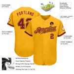 Custom Gold Crimson Black Baseball Jersey - Authentic Fan Apparel Custom Gold Crimson-Black Authentic Baseball Jersey - Image 3
