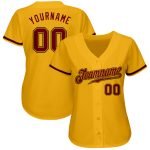 Custom Gold Crimson Black Baseball Jersey - Authentic Fan Apparel Custom Gold Crimson-Black Authentic Baseball Jersey - Image 2