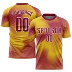 Custom Crimson and White Soccer Jersey - Gold Sublimation Uniform Style 2794 Custom Gold Crimson-White Sublimation Soccer