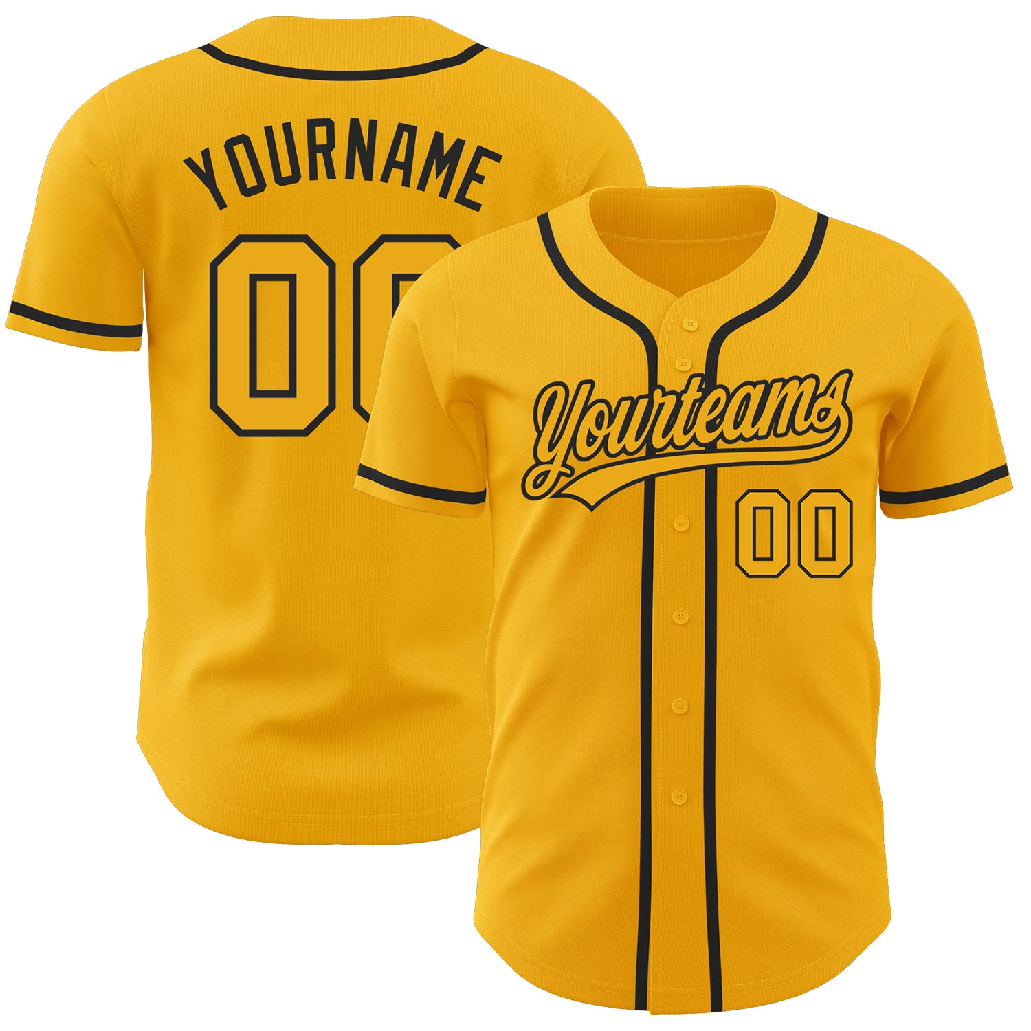 Custom Gold-Black Baseball Jersey - Authentic Design, Perfect for Fans and Players Custom Gold Gold-Black Authentic Baseball
