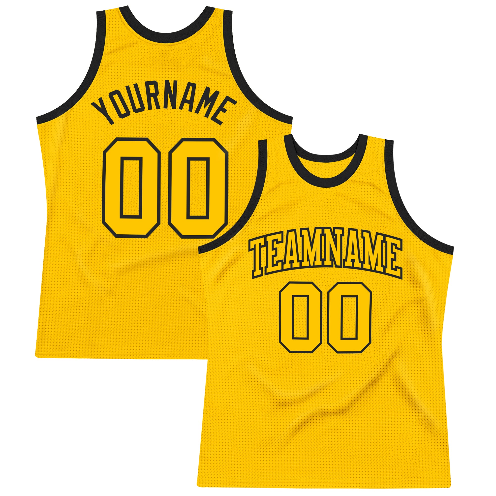 Custom Gold Black Basketball Jersey - Authentic Throwback Style Custom Gold Gold-Black Authentic Throwback Basketball Jersey