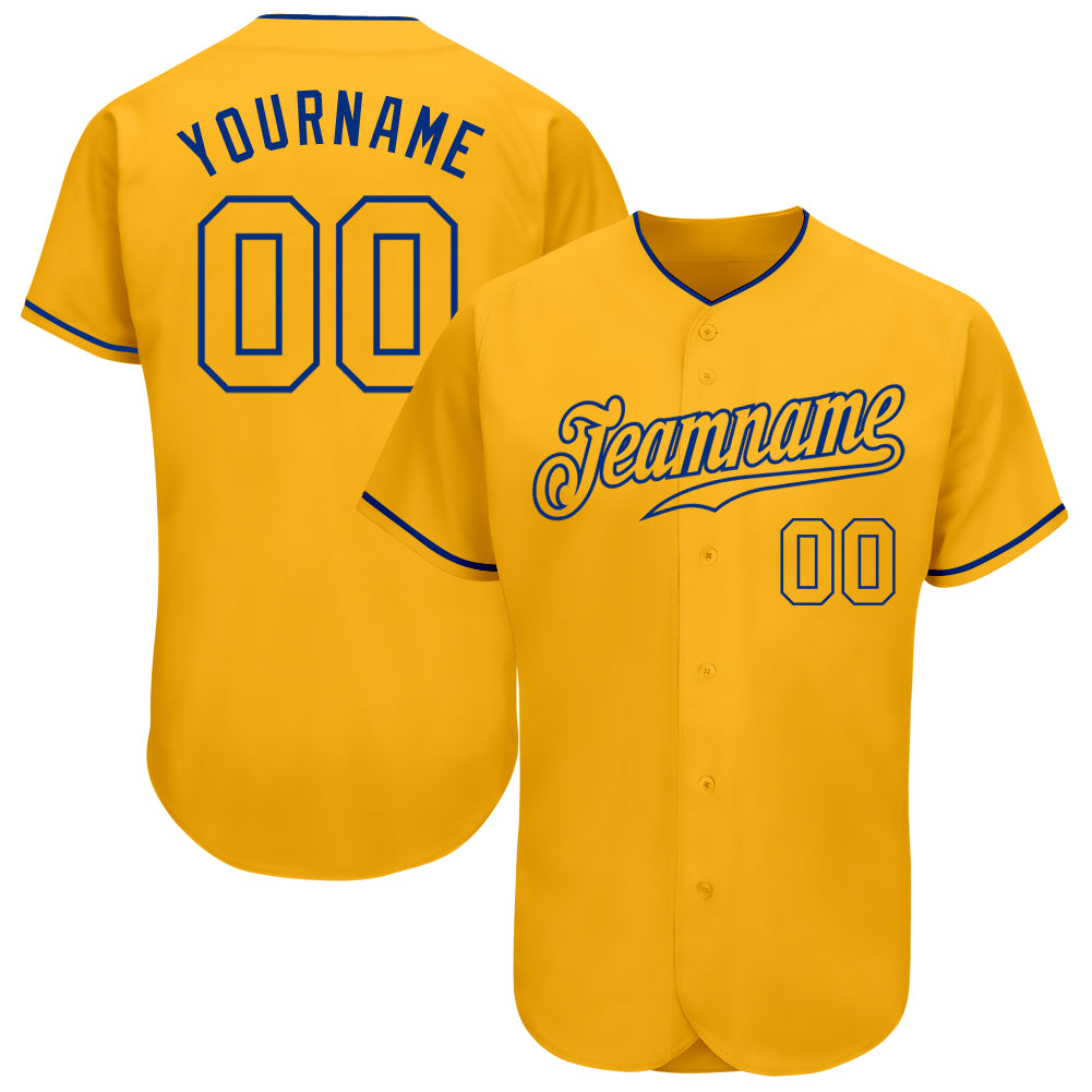Custom Gold Gold-Royal Authentic Baseball Jersey Custom Gold-Royal Authentic Baseball Jersey - Personalized Gold Jersey Custom Gold Gold-Royal Authentic Baseball Jersey - Image 1