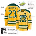 Gold Green White Custom Hockey Jersey for Men and Women - Personalized Sports Jersey Custom Gold Green-White Hockey Jersey - Image 3