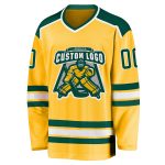 Gold Green White Custom Hockey Jersey for Men and Women - Personalized Sports Jersey Custom Gold Green-White Hockey Jersey - Image 2