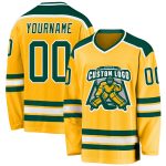 Gold Green White Custom Hockey Jersey for Men and Women - Personalized Sports Jersey Custom Gold Green-White Hockey Jersey