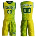 Custom Gold Green White Basketball Jersey Sublimation Round Neck Suit Custom Gold Green-White Round Neck Sublimation Basketball