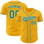 Custom Gold Baseball Jersey - Kelly Green and White Authentic Design Custom Gold Kelly Green-White Authentic Baseball Jersey