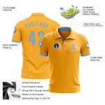 Custom Gold Light Blue Golf Polo Shirt for Men - Performance Athletic Wear Custom Gold Light Blue Performance Golf Polo Shirt - Image 3