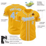Custom Gold Light Blue White Baseball Jersey - Authentic Style 9245 Custom Gold Light Blue-White Authentic Baseball Jersey - Image 3