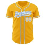 Custom Gold Light Blue White Baseball Jersey - Authentic Style 9245 Custom Gold Light Blue-White Authentic Baseball Jersey - Image 2