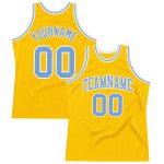 Authentic Custom Gold Light Blue White Basketball Jersey - Throwback Style Custom Gold Light Blue-White Authentic Throwback