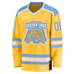 Custom Gold Light Blue White Hockey Jersey Personalized Sports Apparel Custom Gold Light Blue-White Hockey Jersey - Image 2