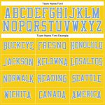 Custom Gold Light Blue White Long Sleeve T-Shirt - Performance Athletic Tee Custom Gold Light Blue-White Long Sleeve Performance - Image 4