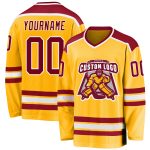Custom Gold Maroon White Hockey Jersey for Men and Women - Personalize Your Team Spirit Jersey Custom Gold Maroon-White Hockey