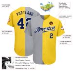 Gold Navy Gray-White Custom Authentic Baseball Jersey, Fashion Style 8621 Custom Gold Navy Gray-White Authentic Split Fashion - Image 3