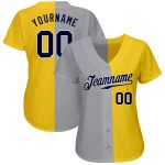 Gold Navy Gray-White Custom Authentic Baseball Jersey, Fashion Style 8621 Custom Gold Navy Gray-White Authentic Split Fashion - Image 2