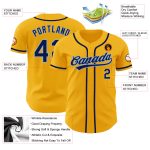 Personalized Gold Navy Light Blue Baseball Jersey - Authentic Custom Design Custom Gold Navy-Light Blue Authentic Baseball - Image 3