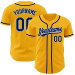 Personalized Gold Navy Light Blue Baseball Jersey - Authentic Custom Design Custom Gold Navy-Light Blue Authentic Baseball