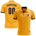 Custom Gold Navy Golf Polo Shirt for Performance Sports Wear Custom Gold Navy Performance Golf Polo Shirt