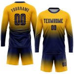 Custom Gold Navy Soccer Uniform Jersey - Long Sleeve Fade Fashion Design Custom Gold Navy Sublimation Long Sleeve Fade Fashion - Image 2