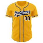 Custom Gold Navy White Baseball Jersey - Authentic Style 8724 Custom Gold Navy-White Authentic Baseball Jersey Style 8724 - Image 2
