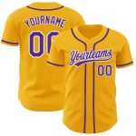 Custom Gold Purple White Baseball Jersey - Authentic Design, Personalized Team Apparel Custom Gold Purple-White Authentic