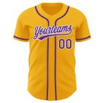Custom Gold Purple White Baseball Jersey - Authentic Design, Personalized Team Apparel Custom Gold Purple-White Authentic - Image 2