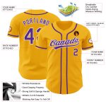Custom Gold Purple White Baseball Jersey - Authentic Design, Personalized Team Apparel Custom Gold Purple-White Authentic - Image 3