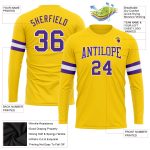 Gold Purple White Long Sleeve Performance T-Shirt - Custom Personalization Available Custom Gold Purple-White Long Sleeve - Image 3