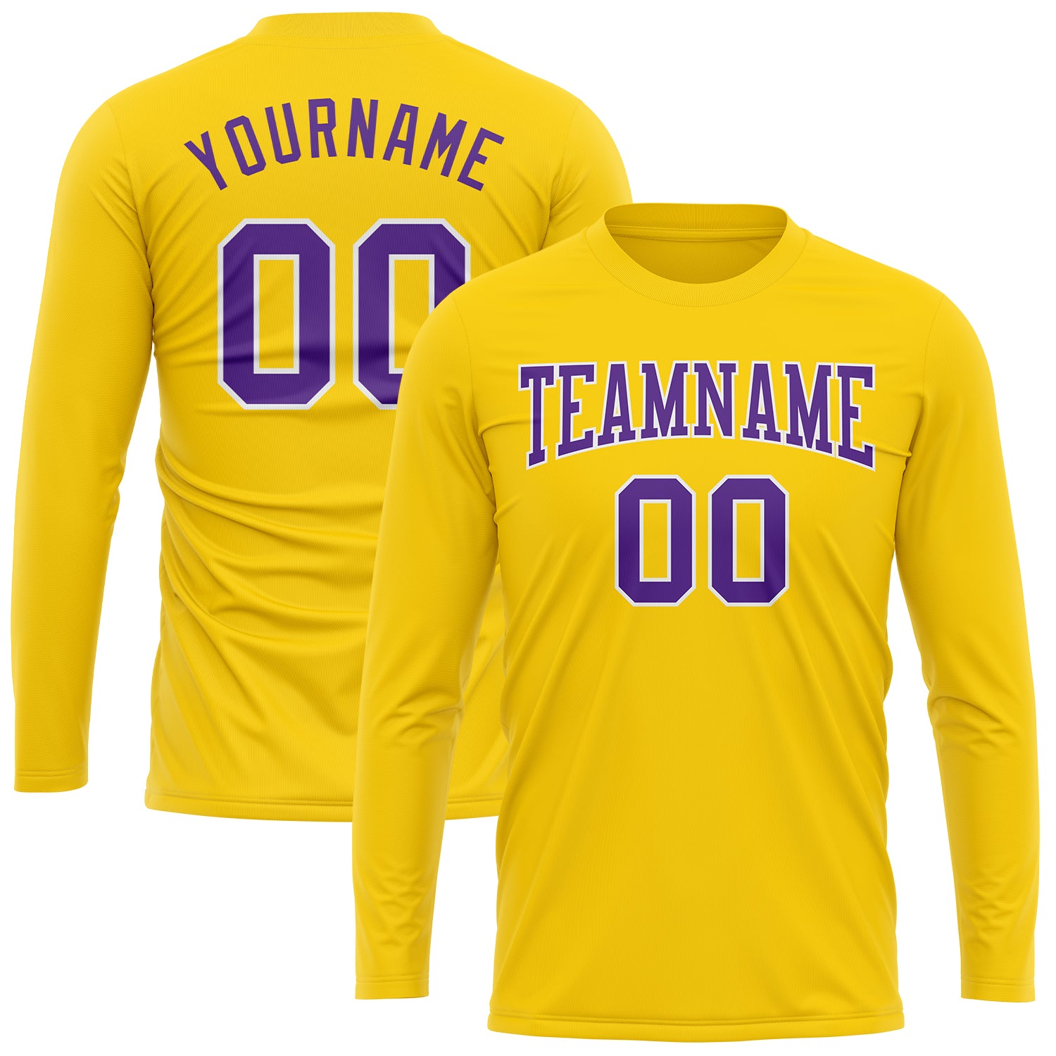 Custom Gold Purple-White Long Sleeve Performance T-Shirt Gold Purple White Long Sleeve Performance T-Shirt - Custom Personalization Available Custom Gold Purple-White Long Sleeve - Image 2