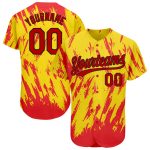 Custom Gold Red Black 3D Pattern Baseball Jersey - Authentic Design Sports Apparel Custom Gold Red-Black 3D Pattern Design