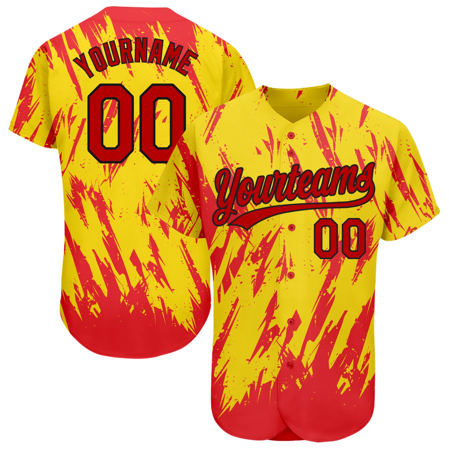 Custom Gold Red Black 3D Pattern Baseball Jersey - Authentic Design Sports Apparel Custom Gold Red-Black 3D Pattern Design