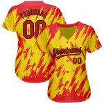Custom Gold Red Black 3D Pattern Baseball Jersey - Authentic Design Sports Apparel Custom Gold Red-Black 3D Pattern Design - Image 2