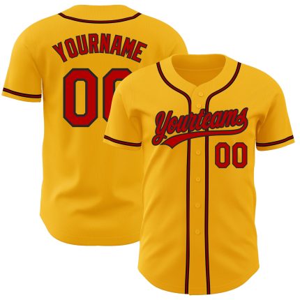 Custom Gold Red-Black Baseball Jersey - Authentic Design for Fans Custom Gold Red-Black Authentic Baseball Jersey