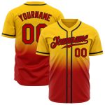 Authentic Custom Gold Red-Black Fade Fashion Baseball Jersey Custom Gold Red-Black Authentic Fade Fashion Baseball Jersey