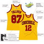 Custom Gold Red Black Basketball Jersey - Authentic Throwback Design Custom Gold Red-Black Authentic Throwback Basketball - Image 2